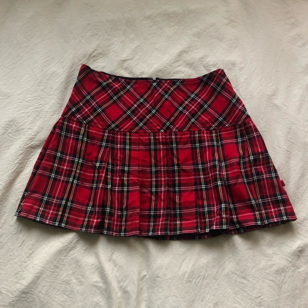 Tripp Nyc Red Plaid Mini Skirt Goth